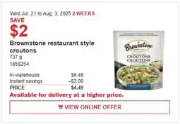 Costco Brownstone restaurant style croutons offer