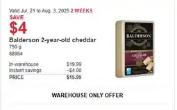 Costco Balderson 2-year-old cheddar offer