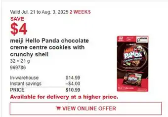 Costco Meiji Hello Panda chocolate creme centre cookies with crunchy shell offer