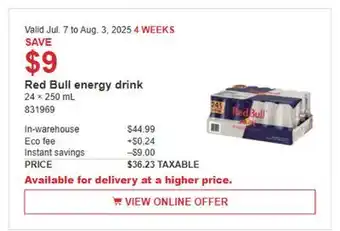 Costco Red Bull energy drink offer