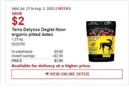 Costco Terra Delyssa Delyssa Deglet Noor organic pitted dates offer