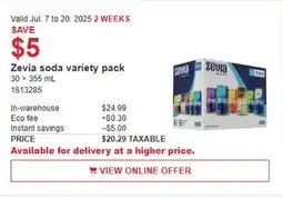 Costco Zevia soda variety pack offer