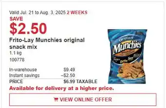 Costco Frito-Lay Munchies Original snacks offer