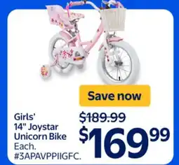 Walmart Girls' 14 Joystar Unicorn Bike offer