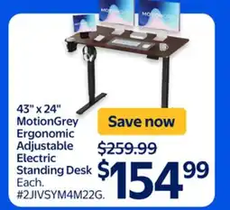 Walmart 43 x 24 MotionGrey Ergonomic Adjustable Electric Standing Desk offer