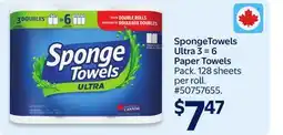 Walmart SpongeTowels Ultra 3=6 Paper Towels offer