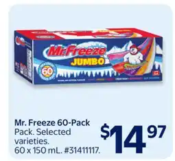 Walmart Mr. Freeze 60-Pack offer