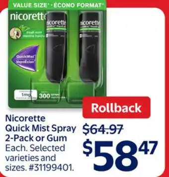 Walmart Nicorette Quick Mist Spray 2-Pack offer