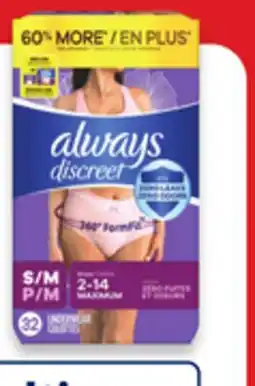 Walmart Always Discreet Incontinence Underwear offer