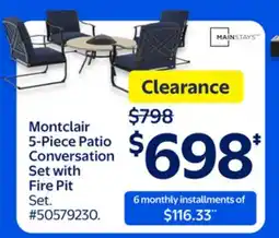 Walmart Montclair 5-Piece Patio Conversation Set with Fire Pit offer