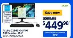 Walmart Aspire C22-1610-UA91 AIO Desktop 21.5 offer