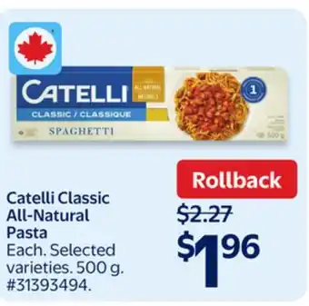 Walmart Catelli Classic All-Natural Pasta offer