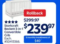 Walmart Storkcraft Beckett 3-in-1 Convertible Crib offer