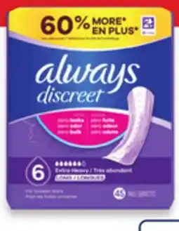 Walmart Always Discreet Incontinence Pads offer