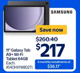 Walmart 11 Galaxy Tab A9+ Wi-Fi Tablet 64GB offer