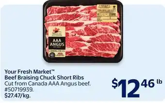 Walmart Your Fresh Market Beef Braising Chuck Short Ribs offer