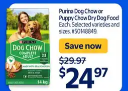 Walmart Purina Dog Chow or Puppy Chow Dry Dog Food offer