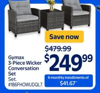 Walmart Gymax 3-Piece Wicker Conversation Set offer