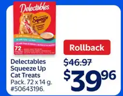 Walmart Delectables Squeeze Up Cat Treats offer