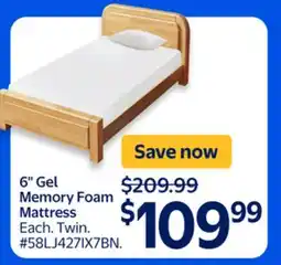 Walmart 6 Gel Memory Foam Mattress offer