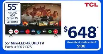 Walmart 55 Mini-LED 4k UHD TV offer