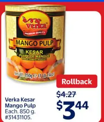 Walmart Verka Kesar Mango Pulp offer