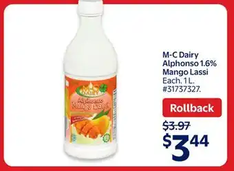 Walmart M-C Dairy Alphonso 1.6% Mango Lassi offer