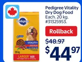 Walmart Pedigree Vitality Dry Dog Food offer