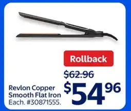 Walmart Revlon Copper Smooth Flat Iron offer