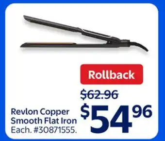 Walmart Revlon Copper Smooth Flat Iron offer