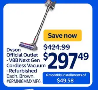 Walmart Dyson Official Outlet V8B Next Gen Cordless Vacuum offer