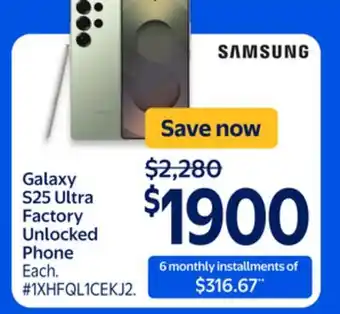 Walmart Samsung Galaxy S25 Ultra Factory Unlocked Phone offer
