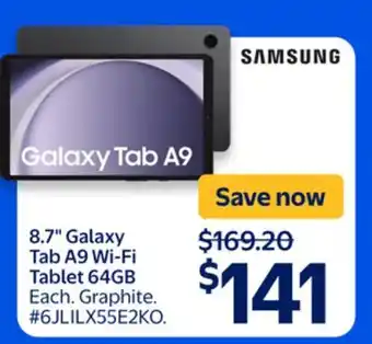 Walmart 8.7 Galaxy Tab A9 Wi-Fi Tablet 64GB offer