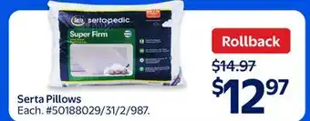 Walmart Serta Pillows offer