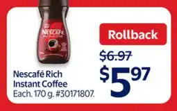Walmart Nescafé Rich Instant Coffee offer