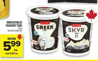 Metro IRRESISTIBLES YOGOURT TUBS offer