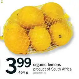 Fortinos ORGANIC LEMONS, 454 G offer