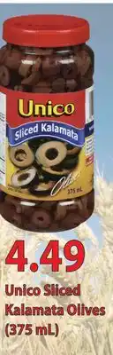 Fortinos UNICO SLICED KALAMATA OLIVES, (375 mL) offer