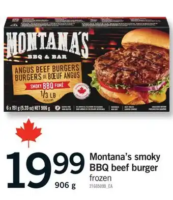 Fortinos MONTANA'S SMOKY BBQ BEEF BURGER, 906 G offer