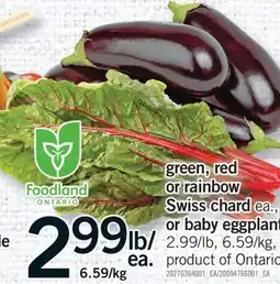 Fortinos GREEN, RED OR RAINBOW SWISS CHARD OR BABY EGGPLANT offer