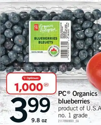 Fortinos PC ORGANICS BLUEBERRIES, 9.8 oz offer