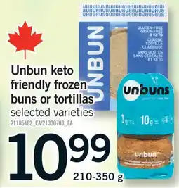 Fortinos UNBUN KETO FRIENDLY FROZEN BUNS OR TORTILLAS, 210-350 g offer