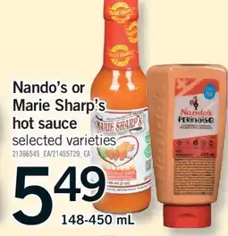 Fortinos NANDO'S OR MARIE SHARP'S HOT SAUCE, 148-450 mL offer
