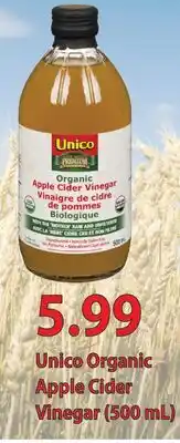 Fortinos UNICO ORGANIC APPLE CIDER VINEGAR, (500 ML) offer
