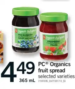 Fortinos PC ORGANICS FRUIT SPREAD, 365 ML offer