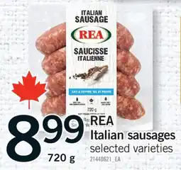 Fortinos REA ITALIAN SAUSAGES, 720 g offer