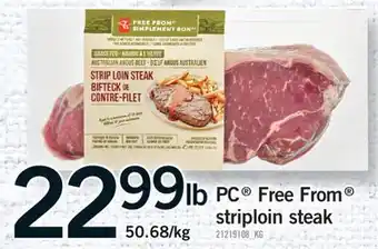 Fortinos PC FREE FROM STRIPLOIN STEAK offer