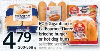 Fortinos PC GIGANTICO OR BRIOCHE BURGER OR HOT DOG BUNS, 200-568 g offer