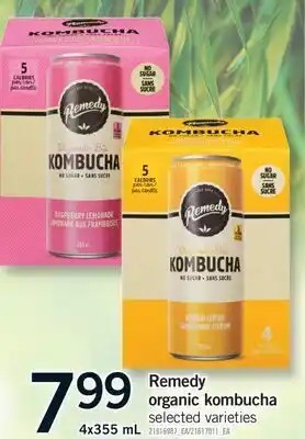Fortinos REMEDY ORGANIC KOMBUCHA, 4x355 mL offer