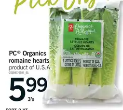 Fortinos PC ORGANICS ROMAINE HEARTS, 3's offer